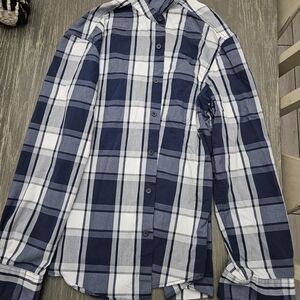 Pacific Navy and White Checkered Button Down Shirt. plaid flannel casual mens